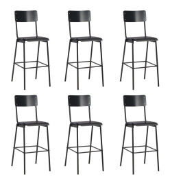 Chaises de bar lot de 6 noir contreplaqué solide et acier