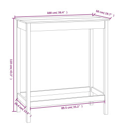 Table de bar Marron miel 100x50x110 cm Bois massif de pin