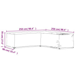 Housse de salon de jardin en forme de L 16 œillets 250x250x70cm