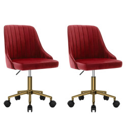 Chaises à manger pivotantes lot de 2 rouge bordeaux velours