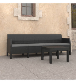 Salon de jardin 2 pcs avec coussins PP Rotin Anthracite