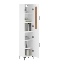 Buffet haut Blanc brillant 34,5x34x180 cm Bois d'ingénierie