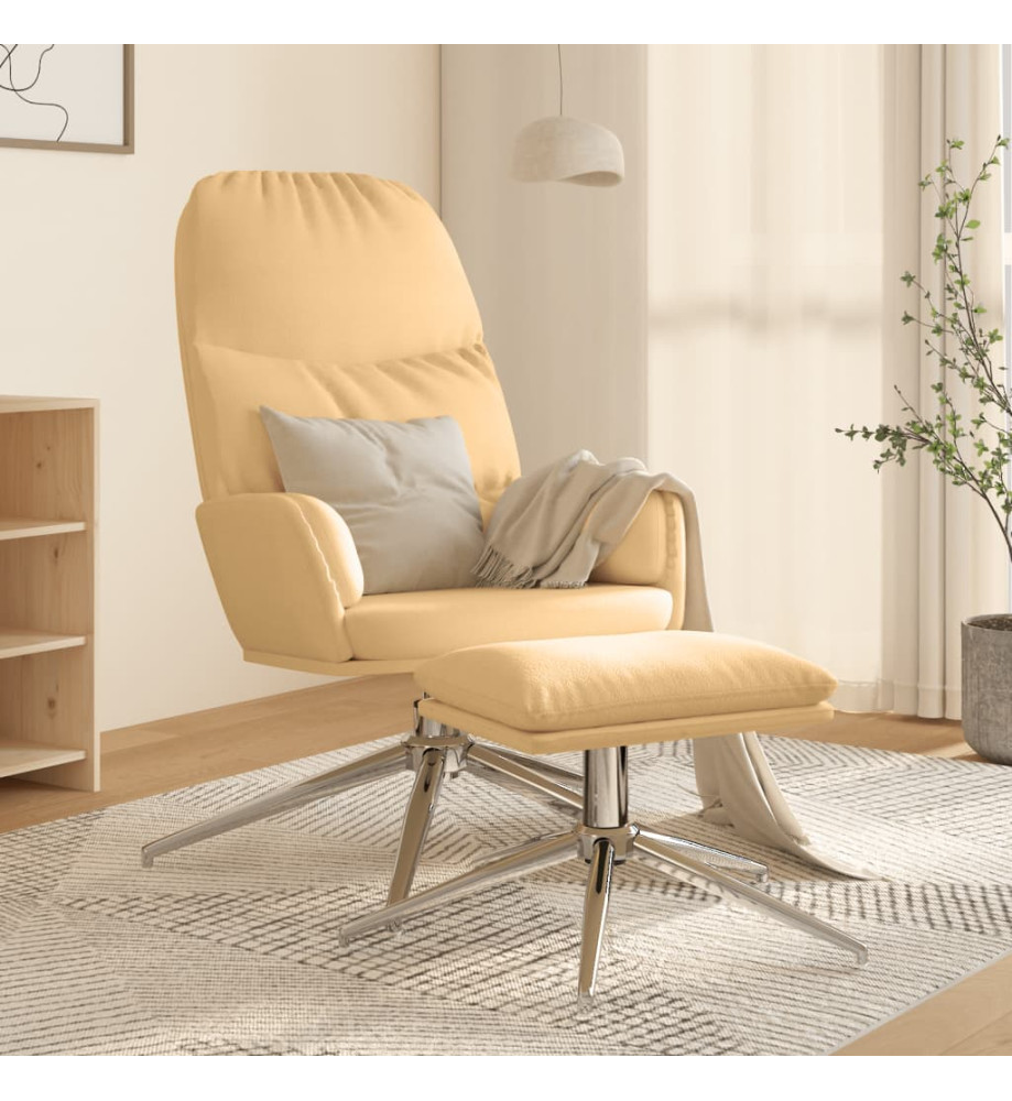 Chaise de relaxation avec tabouret Blanc crème Similicuir daim