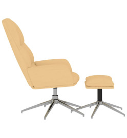 Chaise de relaxation avec tabouret Blanc crème Similicuir daim