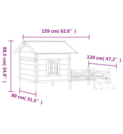 Chenil moka 159x120x88,5 cm bois de pin solide