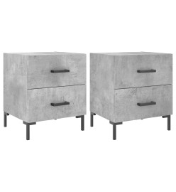 Tables de chevet 2pcs gris béton 40x35x47,5cm bois d’ingénierie