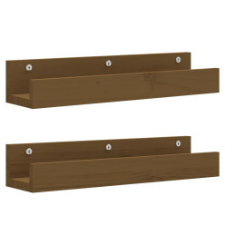 Étagères murales 2 pcs Marron miel 50x12x9cm Bois de pin massif