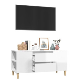 Meuble TV Blanc brillant 102x44,5x50 cm Bois d'ingénierie