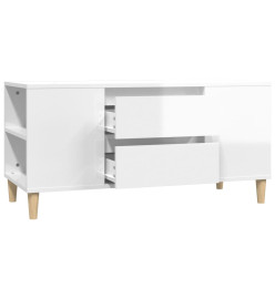 Meuble TV Blanc brillant 102x44,5x50 cm Bois d'ingénierie