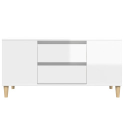 Meuble TV Blanc brillant 102x44,5x50 cm Bois d'ingénierie