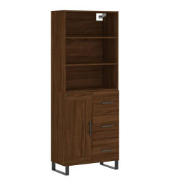 Buffet haut Chêne marron 69,5x34x180 cm Bois d'ingénierie