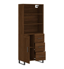 Buffet haut Chêne marron 69,5x34x180 cm Bois d'ingénierie