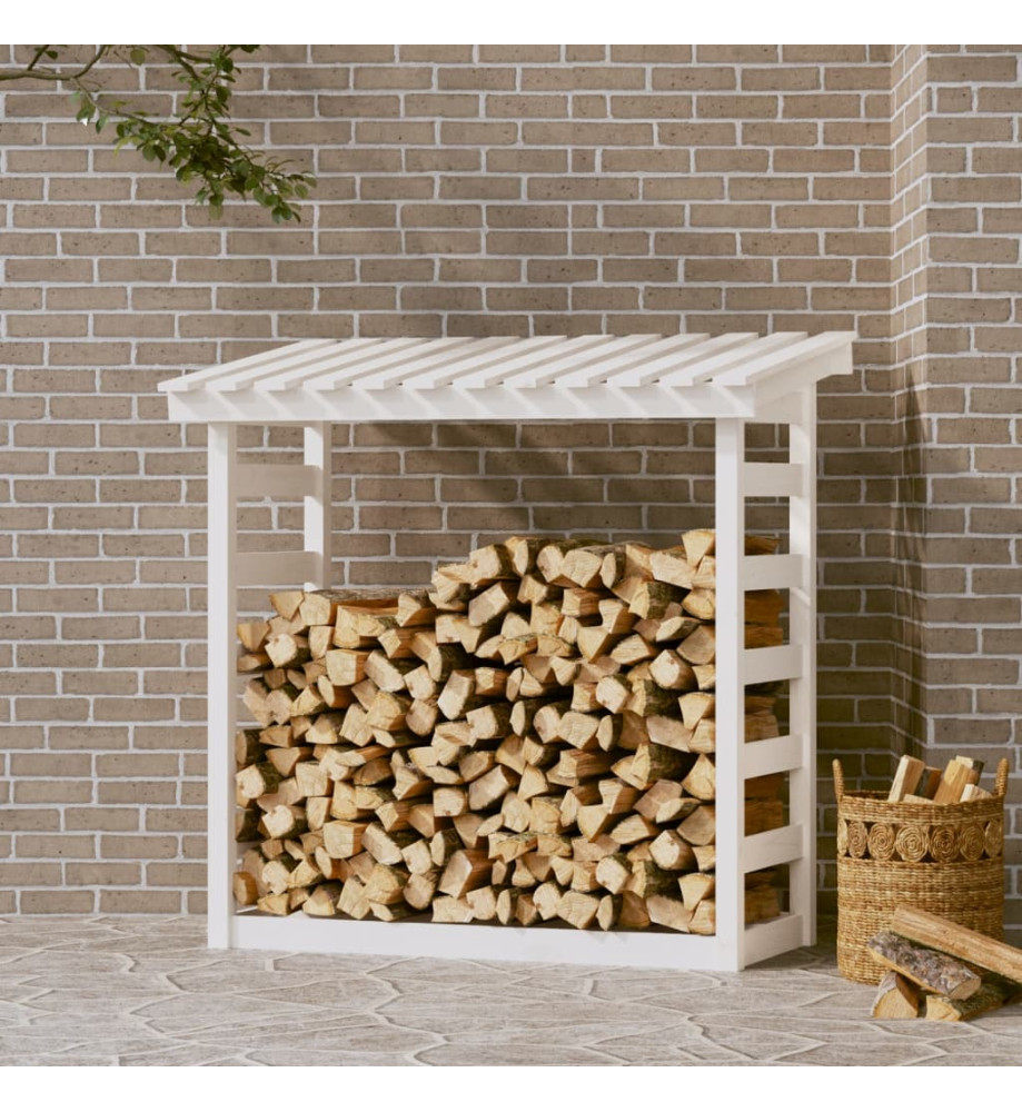 Support pour bois de chauffage Blanc 108x64,5x110cm Bois de pin