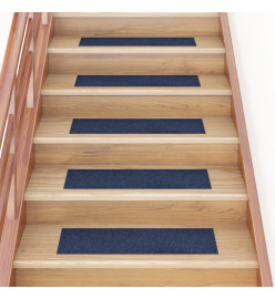 Tapis d'escalier autocollants Rectangulaire 15 pcs 76x20cm Bleu