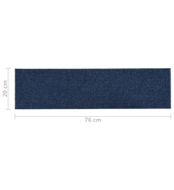 Tapis d'escalier autocollants Rectangulaire 15 pcs 76x20cm Bleu