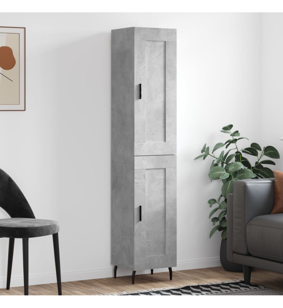 Buffet haut Gris béton 34,5x34x180 cm Bois d'ingénierie