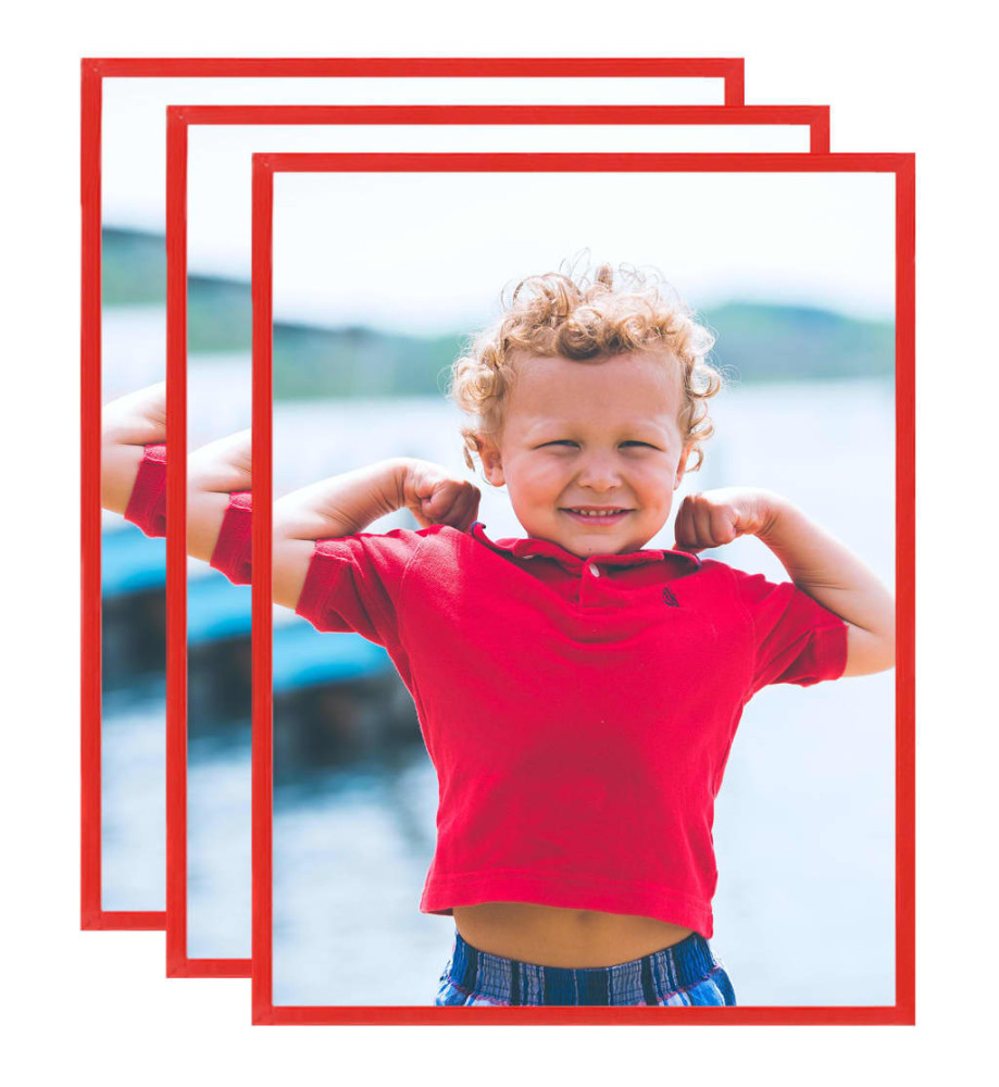 Collage de cadres photo 3 pcs au mur table Rouge 50x60 cm MDF Collage de cadres photo 3 pcs au mur table Rouge 50x60 cm MDF