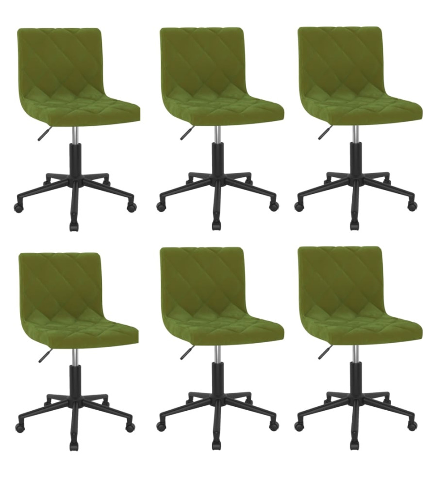 Chaises pivotantes à manger lot de 6 vert clair velours