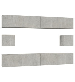 Ensemble de meubles TV 6 pcs Gris béton Bois d'ingénierie