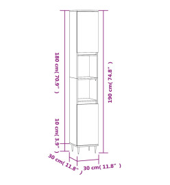 Armoire de salle de bain gris béton 30x30x190 cm