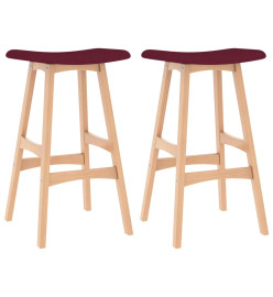 Tabourets de bar lot de 2 rouge bordeaux tissu