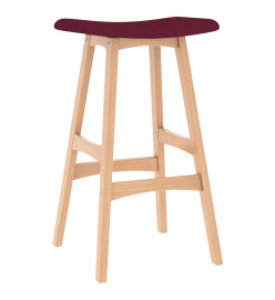 Tabourets de bar lot de 2 rouge bordeaux tissu