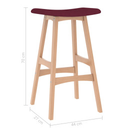 Tabourets de bar lot de 2 rouge bordeaux tissu