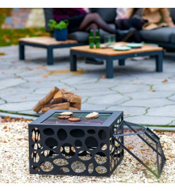 RedFire Foyer avec grille de barbecue Mikor Noir