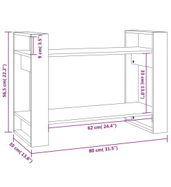 Bibliothèque/Séparateur de pièce 80x35x56,5 cm Pin massif