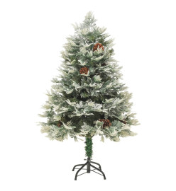 Sapin de Noël pré-éclairé et pommes de pin vert 150cm PVC et PE