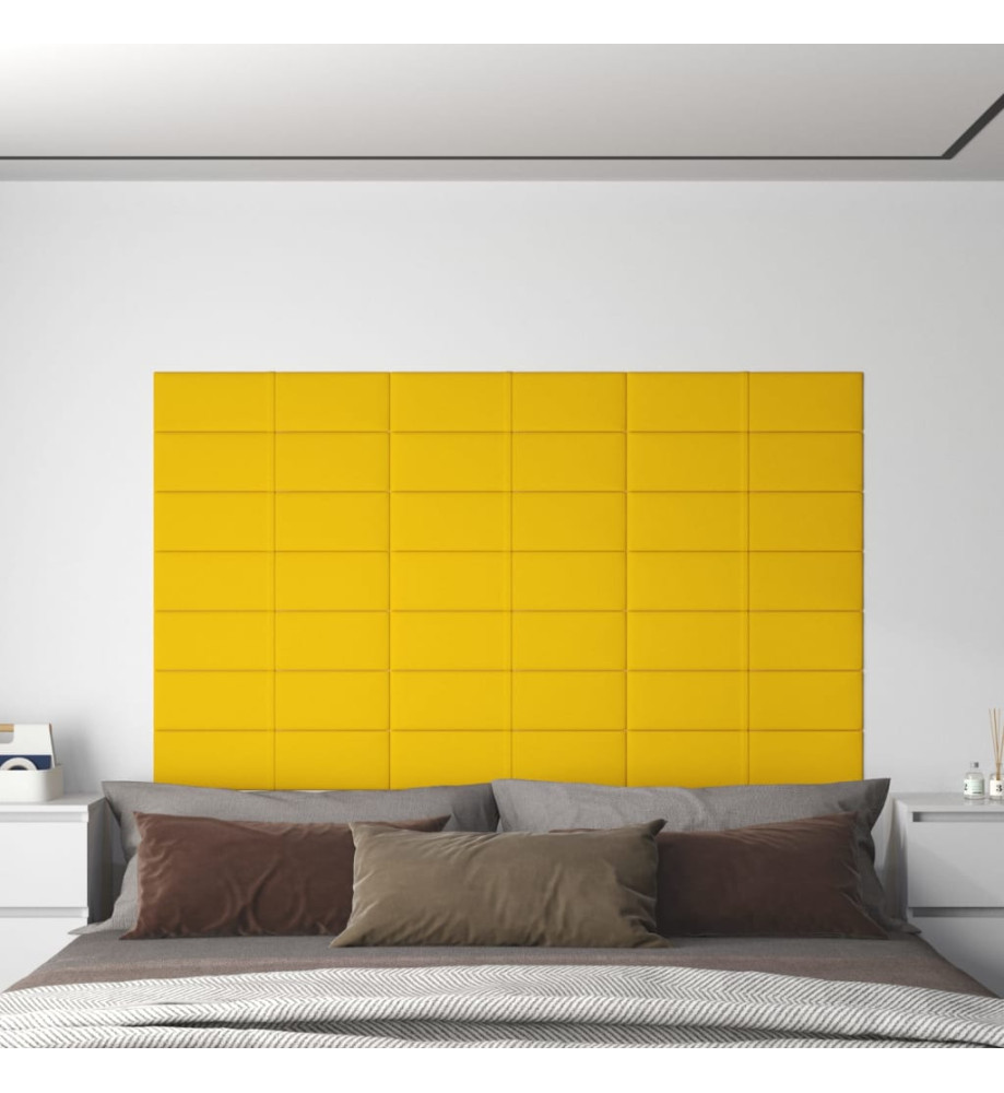 Panneaux muraux 12 pcs Jaune 60x15 cm Velours 1,08 m²