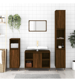 Armoire salle de bain chêne marron 80x33x60cm bois d'ingénierie