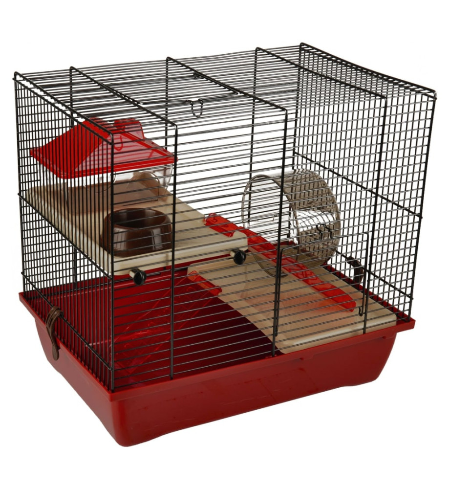 FLAMINGO Cage pour hamsters Enzo 2 41,5x28,5x38 cm Bordeaux