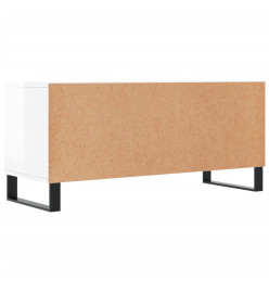 Meuble TV blanc brillant 100x34,5x44,5 cm bois d'ingénierie