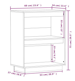 Armoire console Gris 60x34x75 cm Bois de pin solide