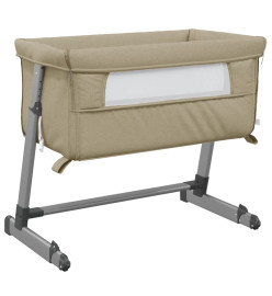 Lit pour bébé avec matelas Taupe Tissu de lin