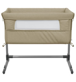 Lit pour bébé avec matelas Taupe Tissu de lin