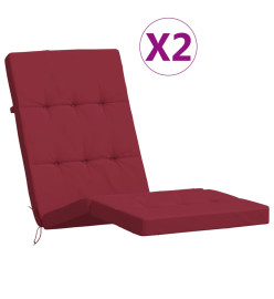 Coussins de chaise longue lot de 2 rouge bordeaux tissu oxford