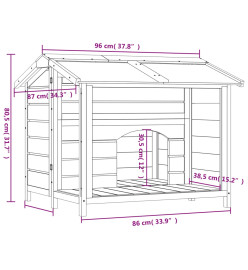 Chenil moka 96x87x80,5 cm bois de pin solide