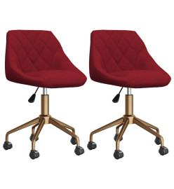 Chaises à manger pivotantes lot de 2 rouge bordeaux velours