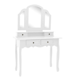 Ensemble de coiffeuse et tabouret Blanc 100x40x146 cm Paulownia