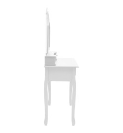 Ensemble de coiffeuse et tabouret Blanc 100x40x146 cm Paulownia