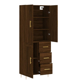 Buffet haut Chêne marron 69,5x34x180 cm Bois d'ingénierie