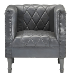 Fauteuil Gris Cuir véritable de chèvre