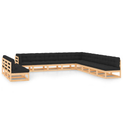 Salon de jardin 12 pcs avec coussins anthracite Pin massif
