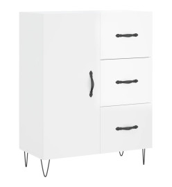 Buffet haut Blanc brillant 69,5x34x180 cm Bois d'ingénierie