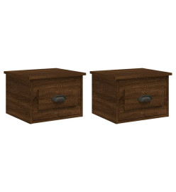 Tables de chevet murales 2 pcs Chêne marron 41,5x36x28 cm