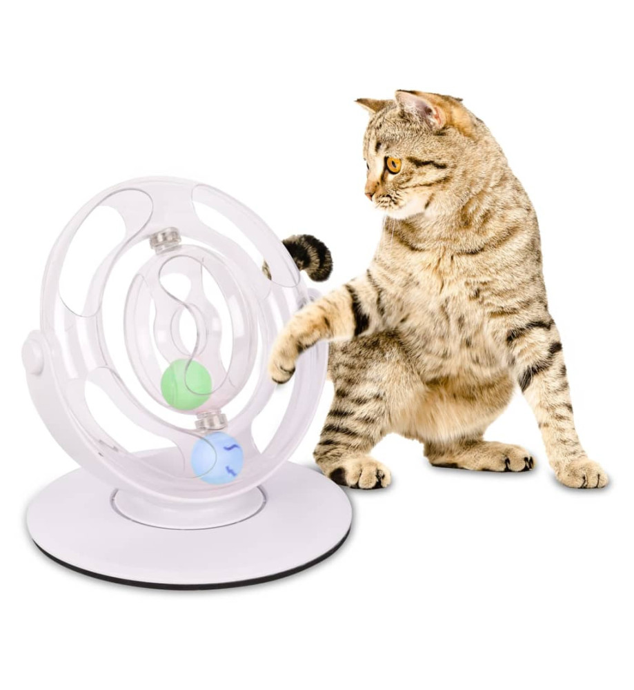 FLAMINGO Jouet électronique pour chat Dita Roue rotative Blanc