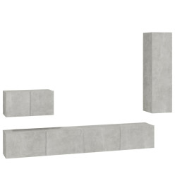 Ensemble de meubles TV 4 pcs Gris béton Bois d'ingénierie