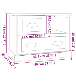 Table de chevet sonoma gris 60x39x45 cm